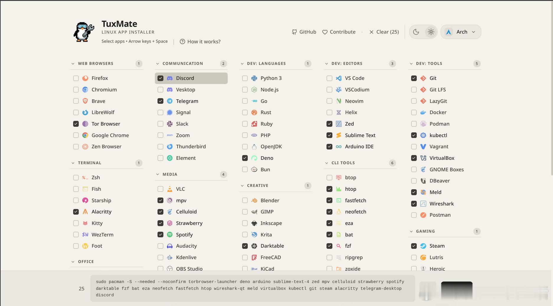 重装 Linux 系统或配置新机器时，通常需要手动输入大量命令来安装常用软件，不