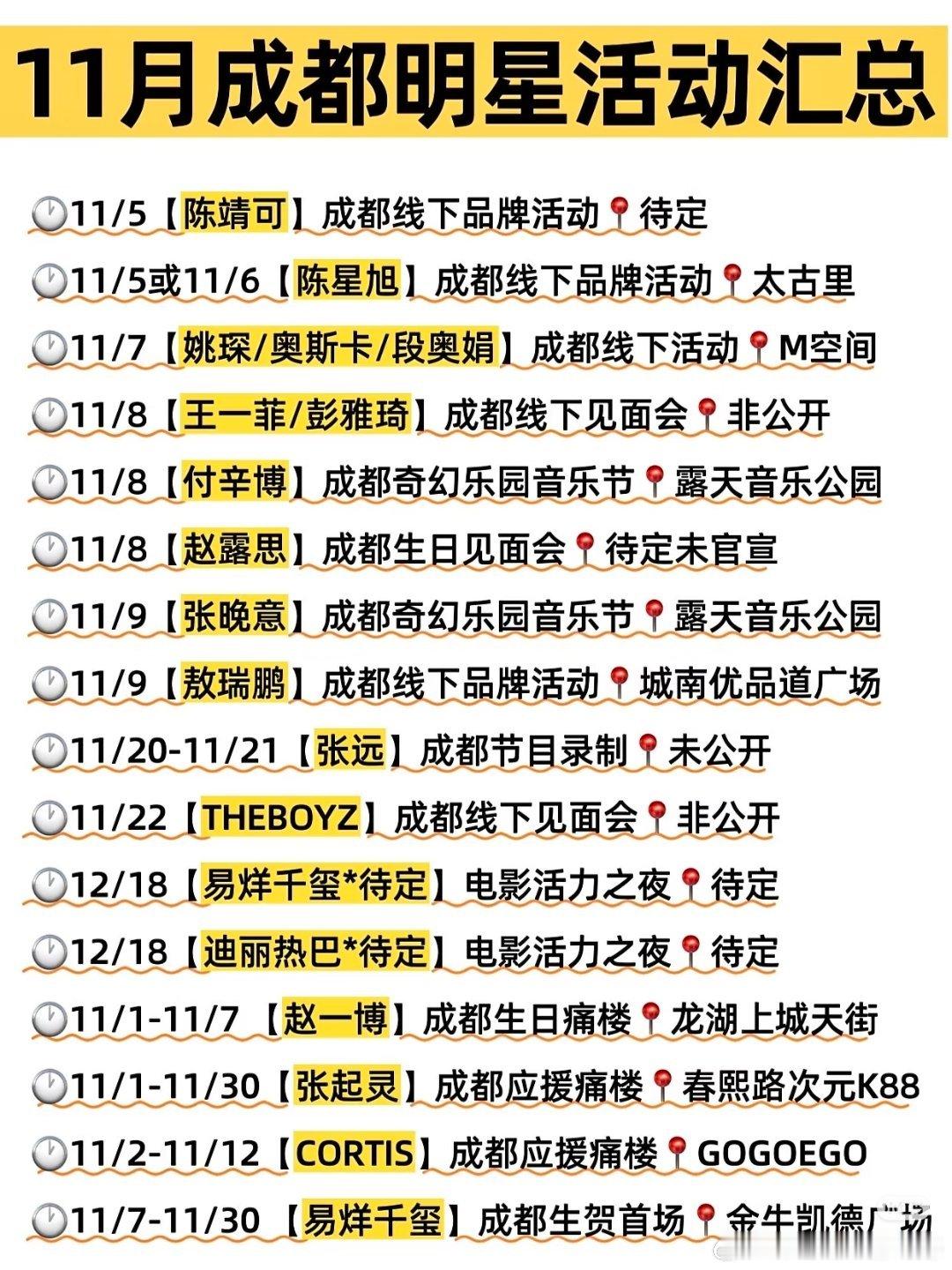 11月明星活动汇总，来看看有你担吗？ ​​​