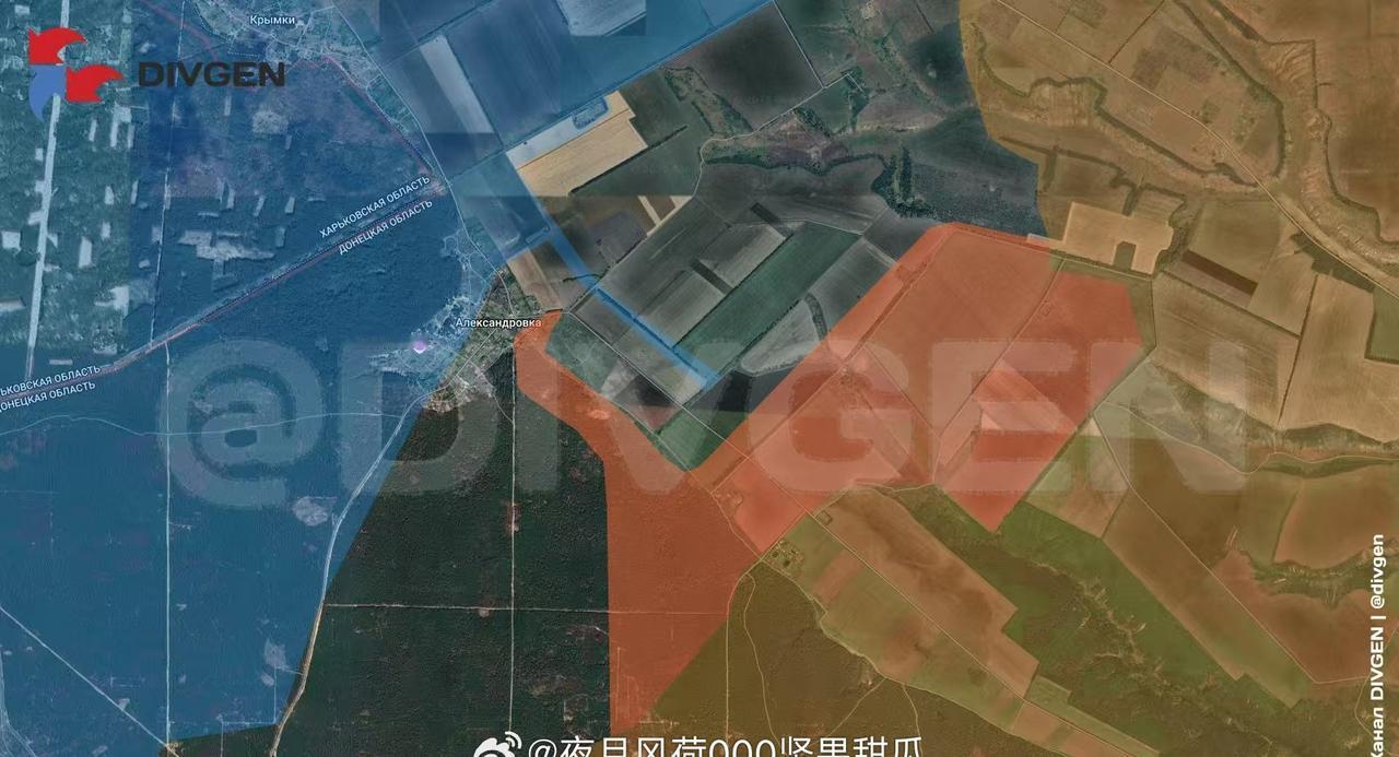 顿涅茨克北部， 西部集群推进到亚历山德罗夫卡， 这里已经远离红利曼，俄方自己称朝