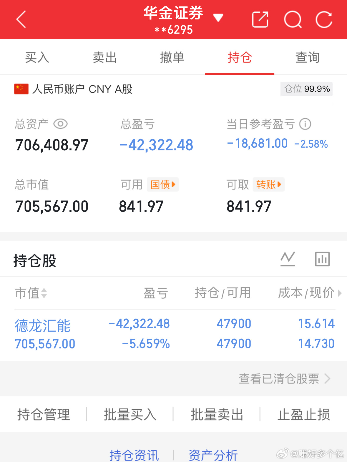 3.26记录炒股第115天（初始50万）总资产：706408当日参考盈亏：-18