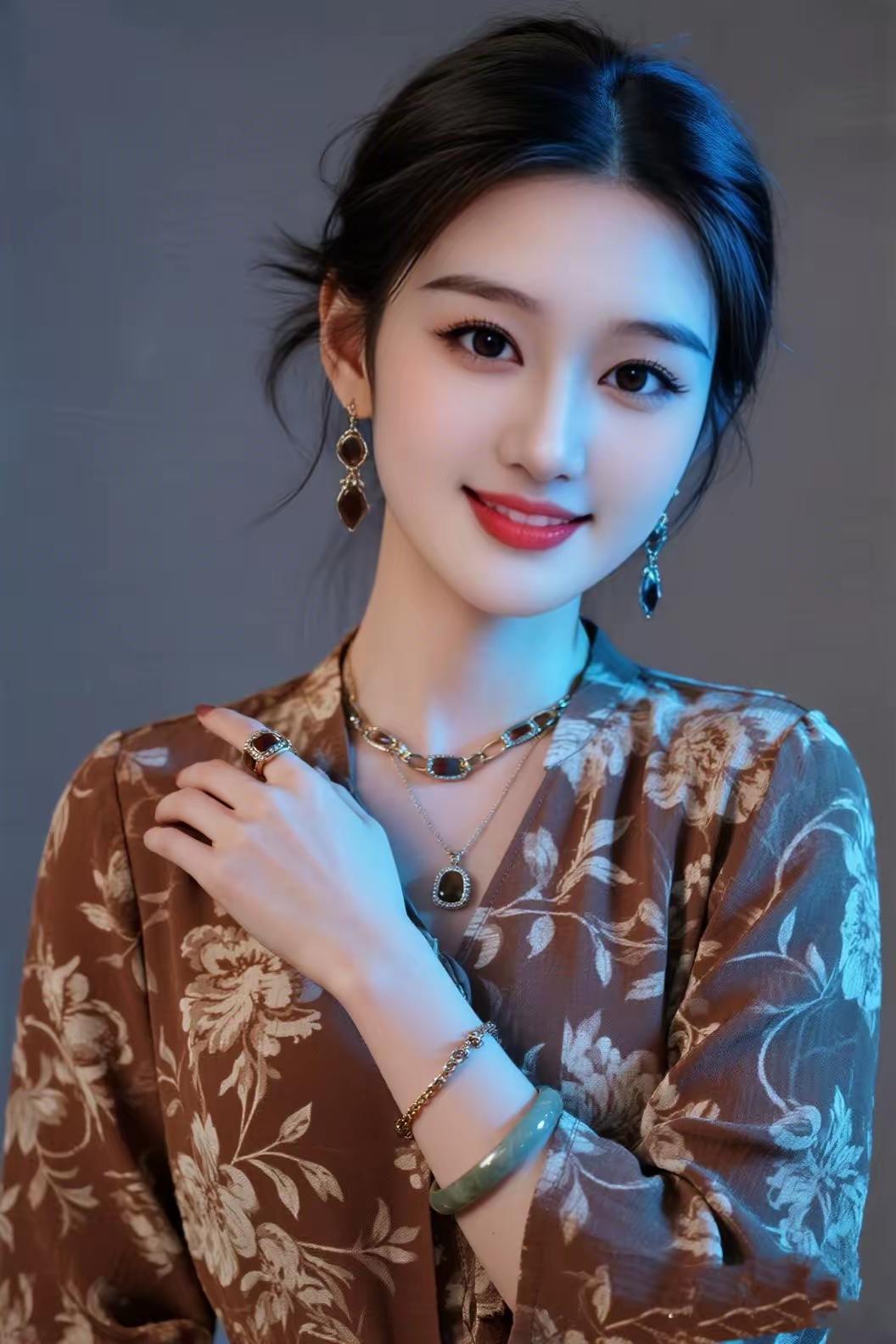 优雅复古风，复古印花衬衫，精致配饰，气质满满！