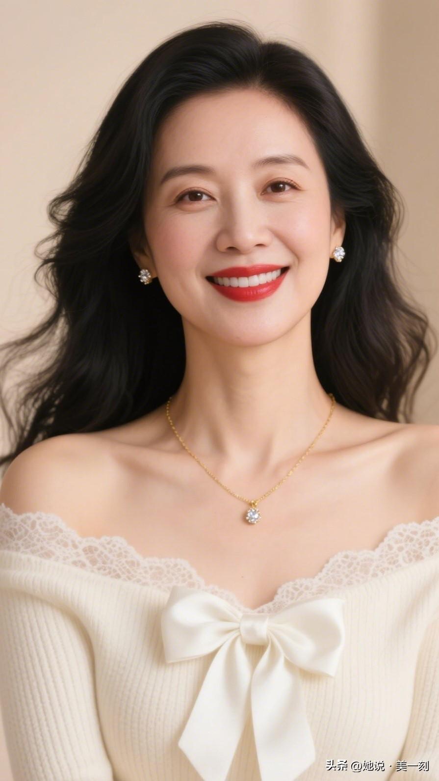 温柔甜美的笑容，优雅迷人的穿搭，尽显女性魅力！38岁单身女，还有希望吗