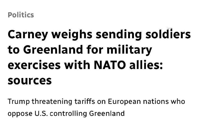 加拿大总理卡尼正在考虑向格陵兰岛部署一些加拿大士兵，最早可能是在本周。
与欧洲的