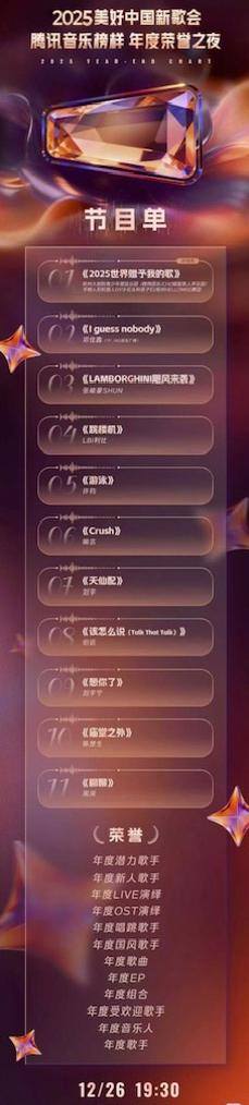 2025美好中国新歌会节目单来了！
看看你期待谁的表演。
我喜欢第10个《庙堂之