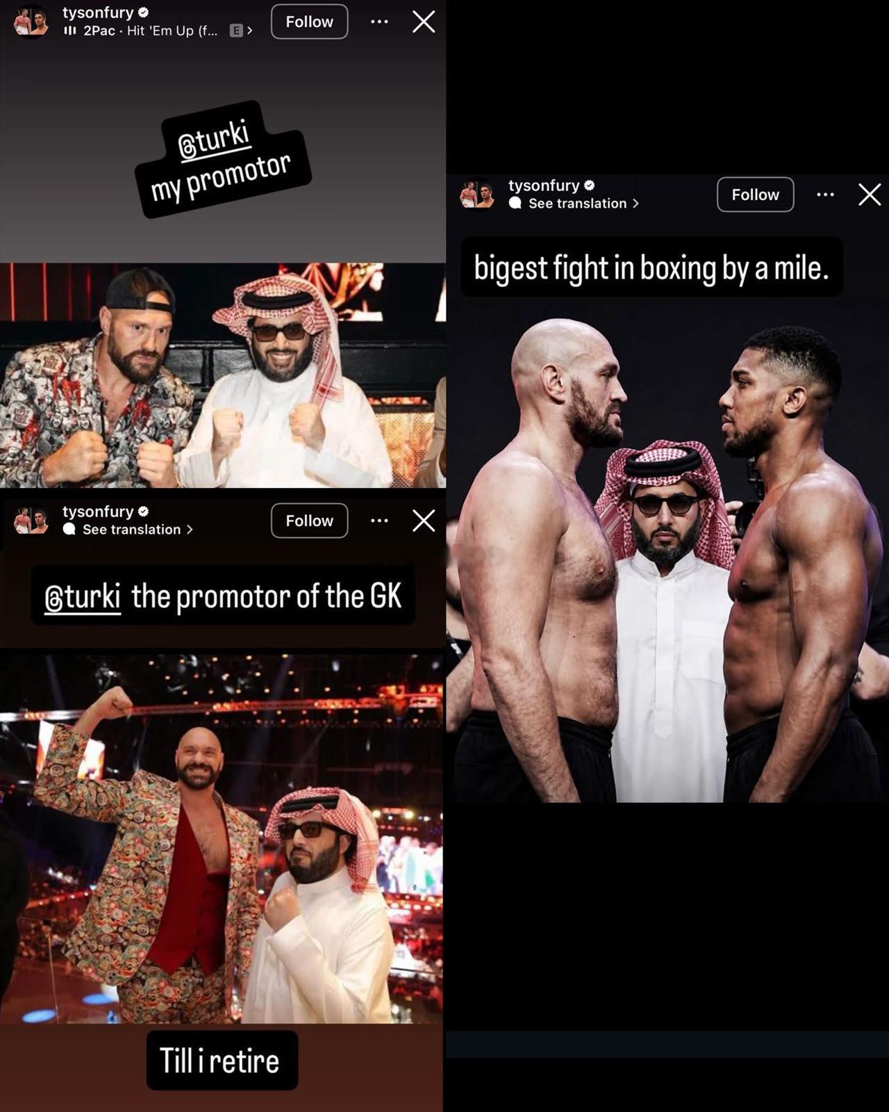 拳坛速递 背靠大树好乘凉。泰森-富里（Tyson Fury）在社交媒体上确认，图