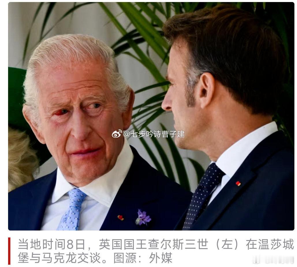 英国王会见马克龙时眼角充血引关注仇人相见分外眼红[doge] ​​​