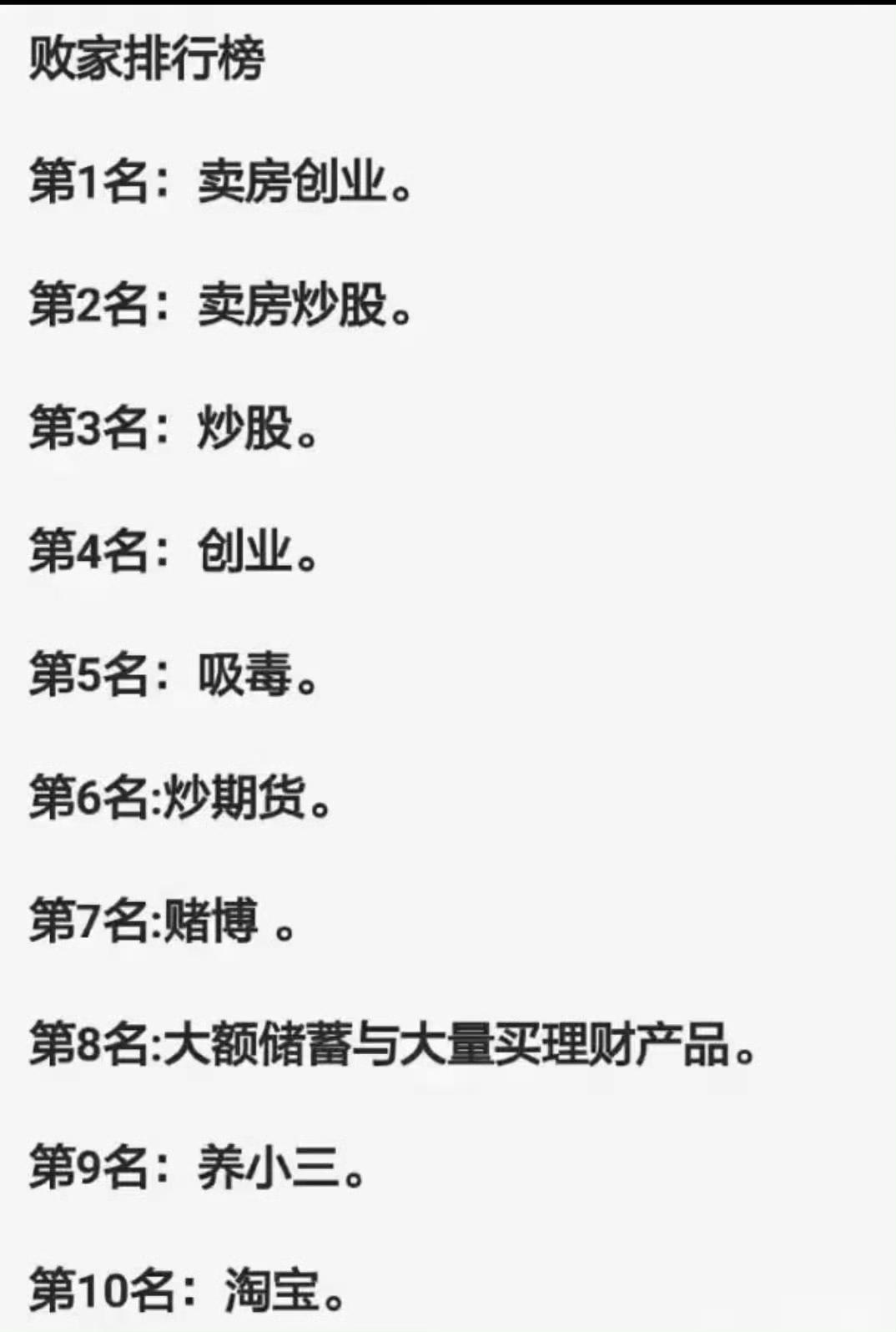 败家排行榜 ​​​