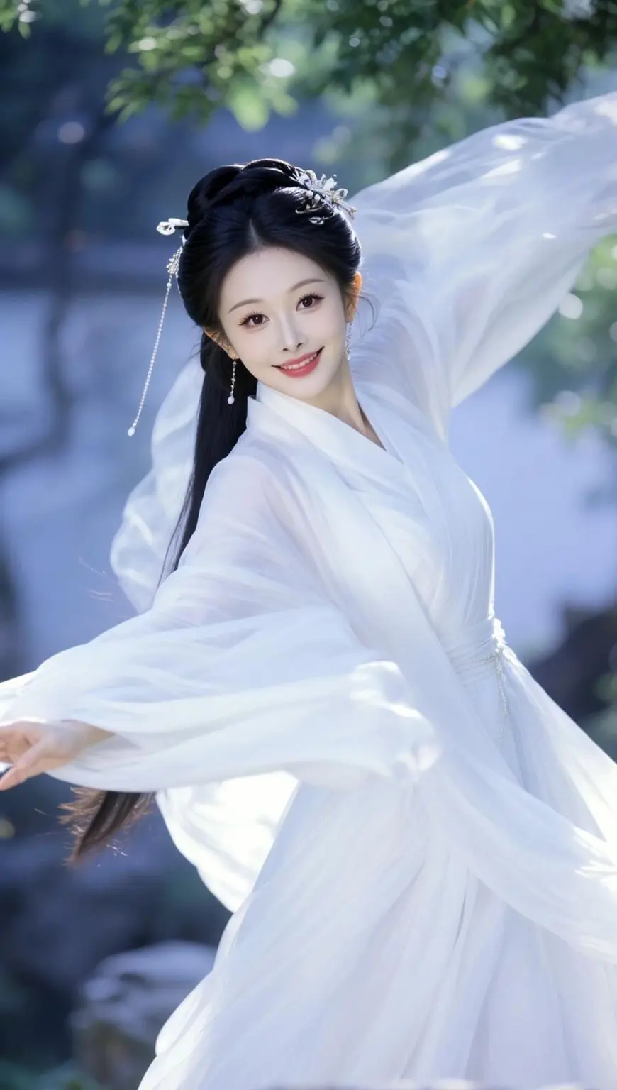 AI白衣舞影 ai创作全新升级 汉服的飘逸之美 仙气飘逸汉服 汉服仙姿