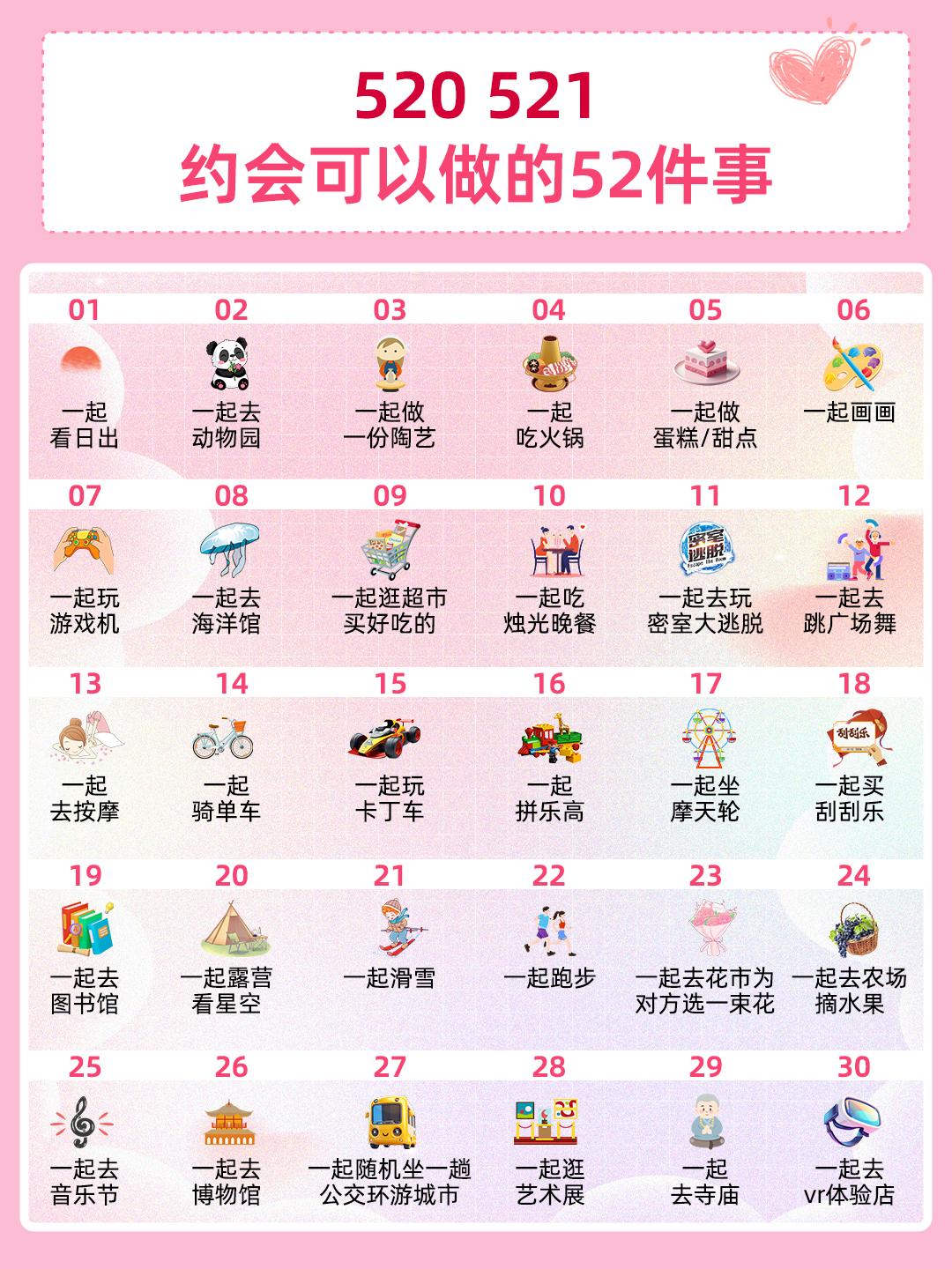 约会可以做的52件事💞。