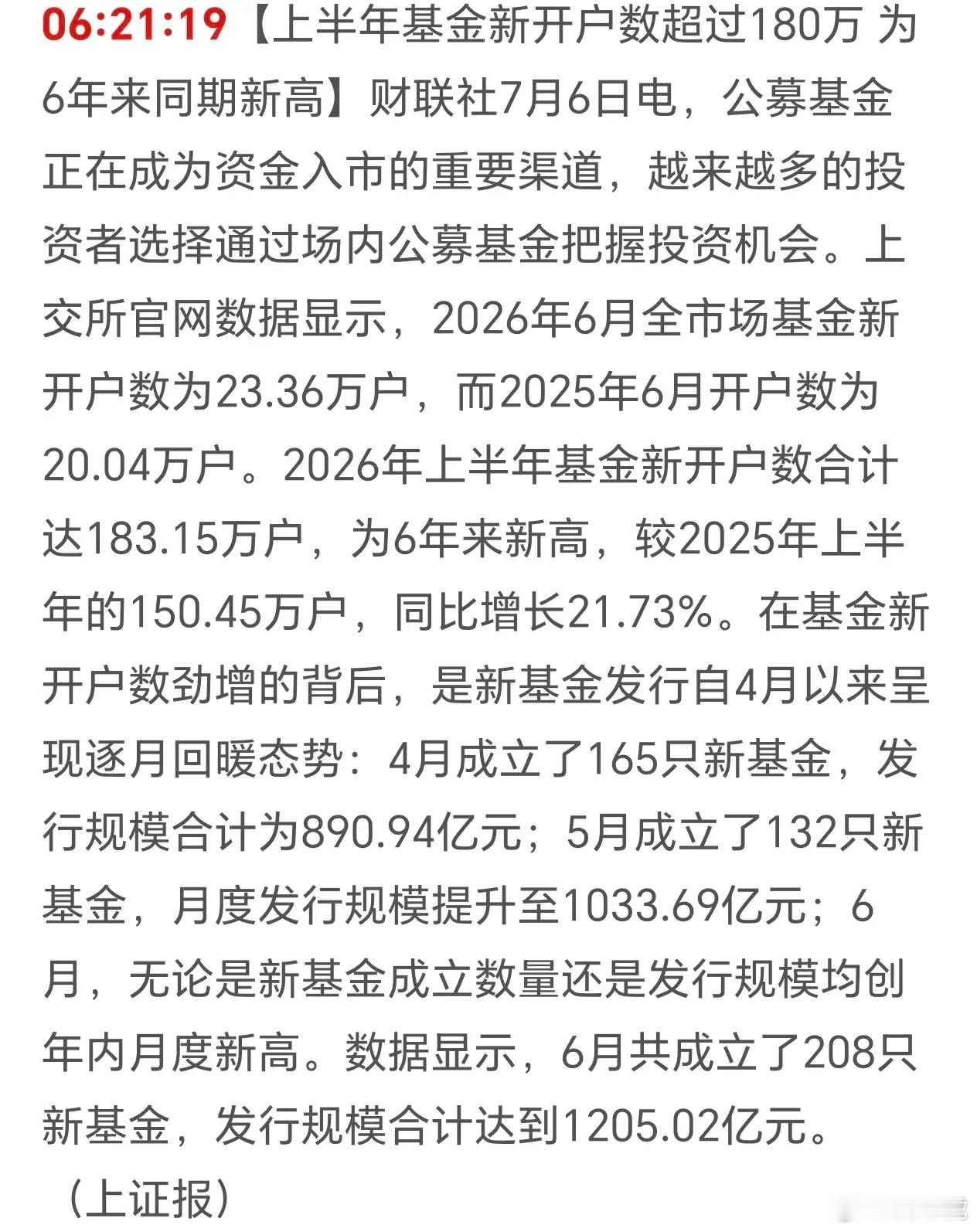 新基金开户，创六年新高！这意味着，股市有源源不断的资金！那么，股市还会涨的逻辑就