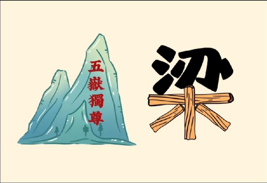 咱们一起分享猜成语看图猜成语！泰山+半个梁，聪明人一秒给出答案