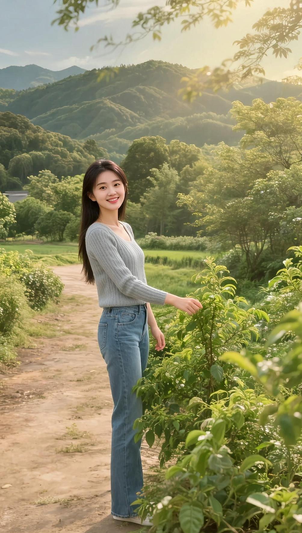 田园风写真 抖音ai创作 美女 甜妹