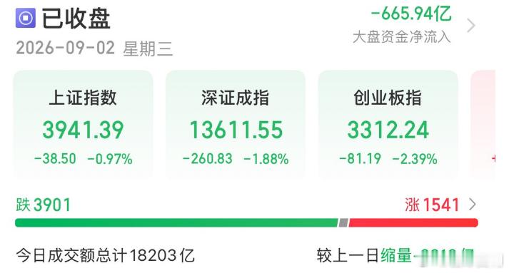 创业板指震荡走弱跌2.39% 全市场超3900只个股下跌 ​​​