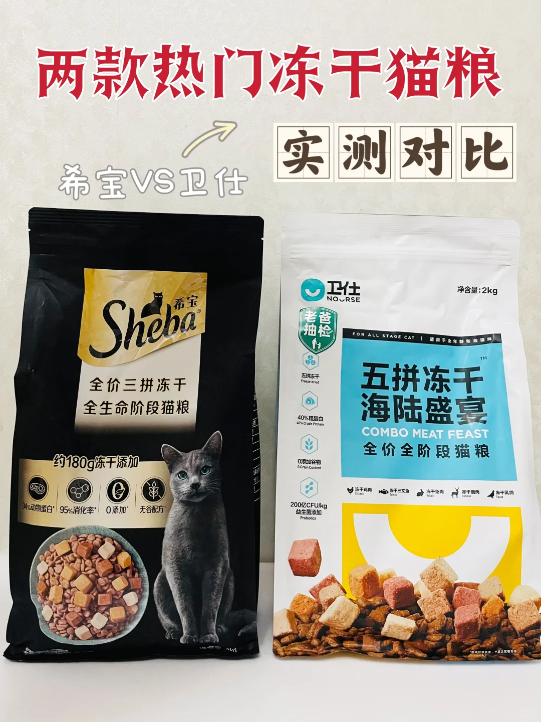 两款热门冻干猫粮｜实测对比！