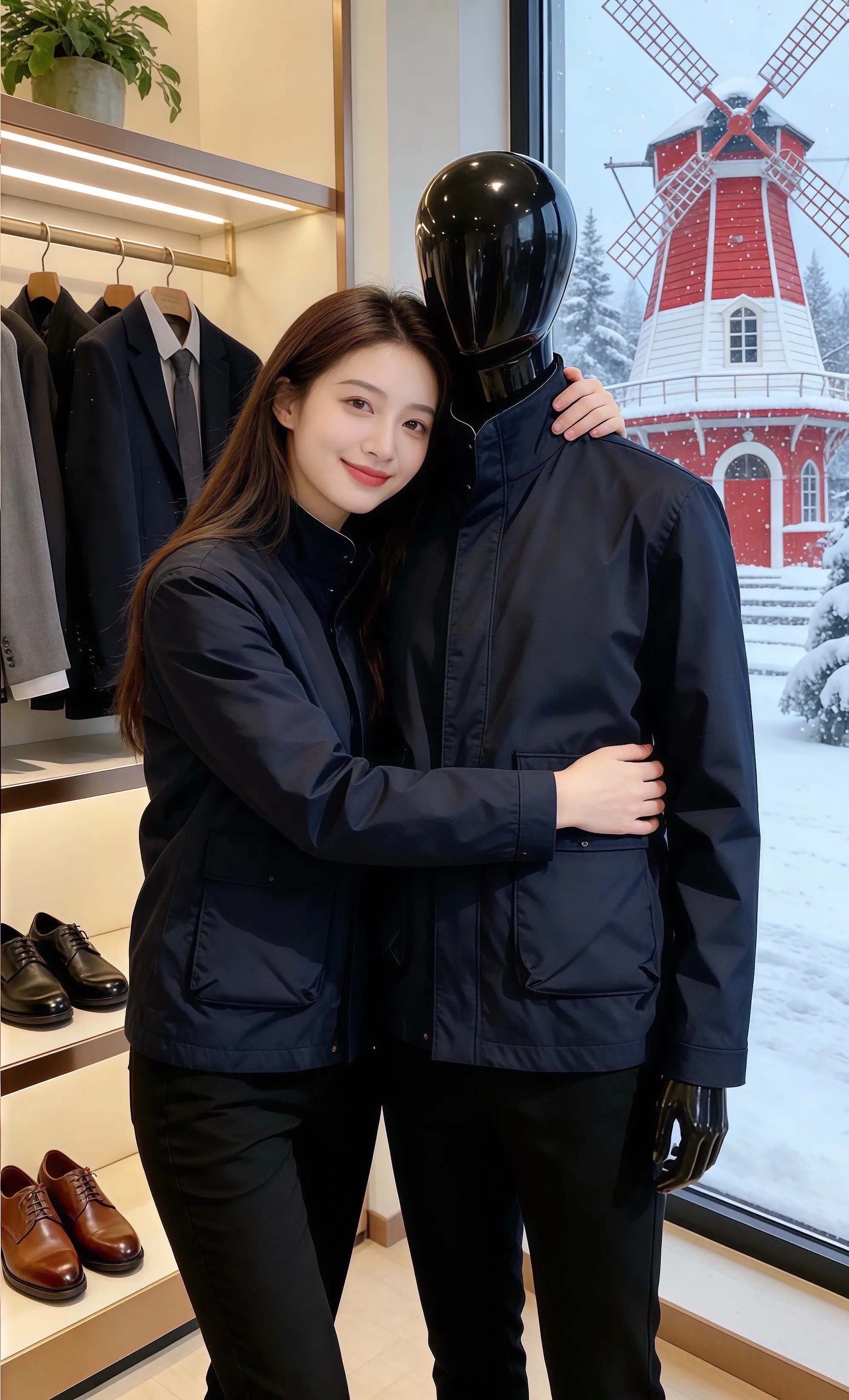 藏青外套与雪天快门  细雪漫过商圈的橱窗时，皓明在街对面看见许妍举着相...