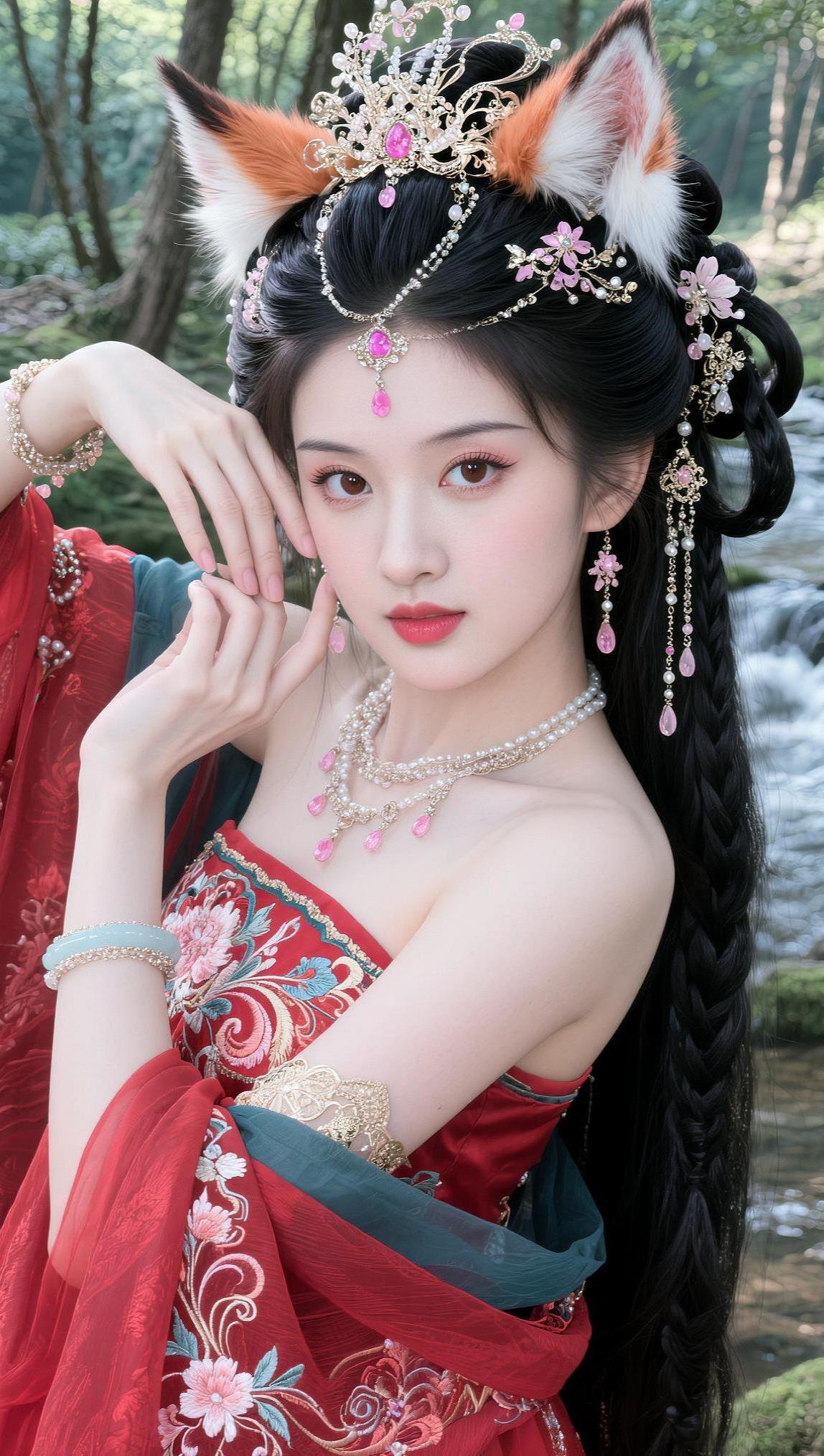 AI狐仙林间照 抖音ai创作