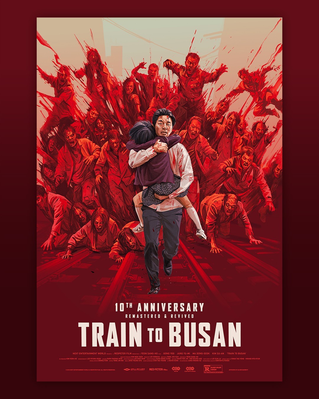 《釜山行》上映十周年纪念，4K修复版重映海报本片即将于8月14日在北美地区重映。