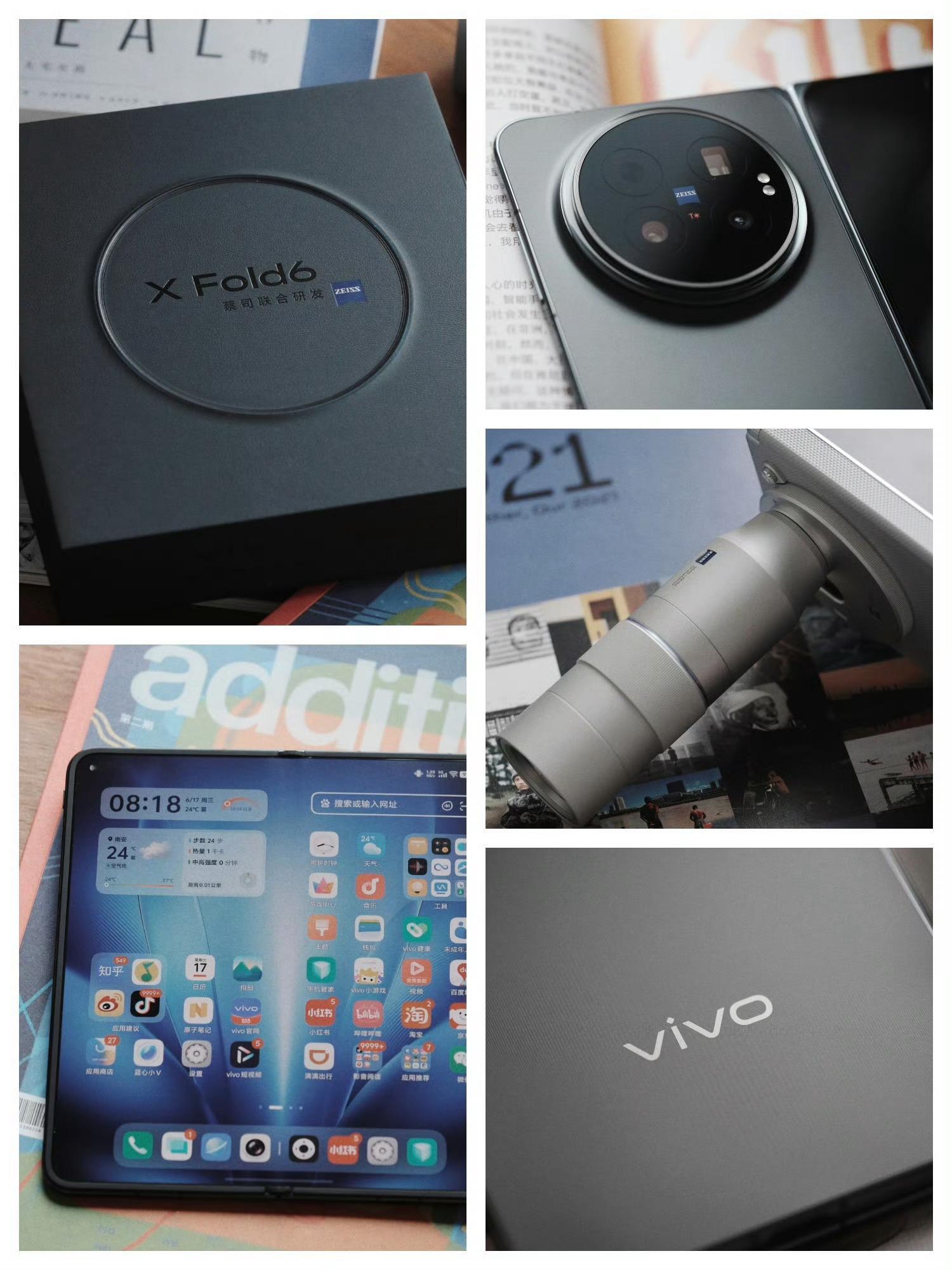 vivo X Fold6「极夜」，背部淡淡的光栅纹理很高级，克制简约又轻薄，让人