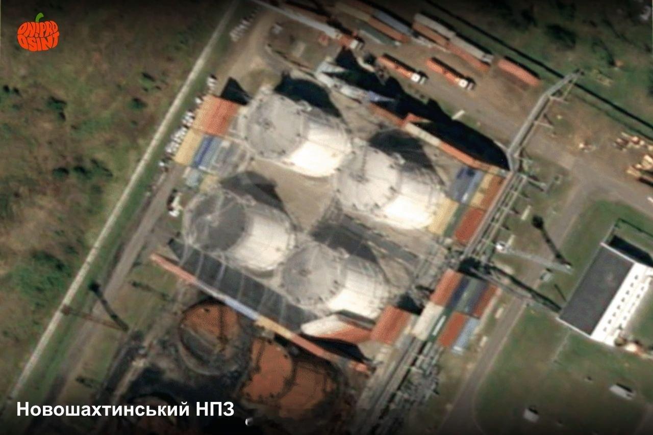俄乌局势 卫星照片显示，俄罗斯的炼油厂使用集装箱搭建掩体以保护油罐等设施。 注意