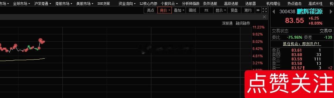 中登鹏辉能源300438📈今天走的很稳 