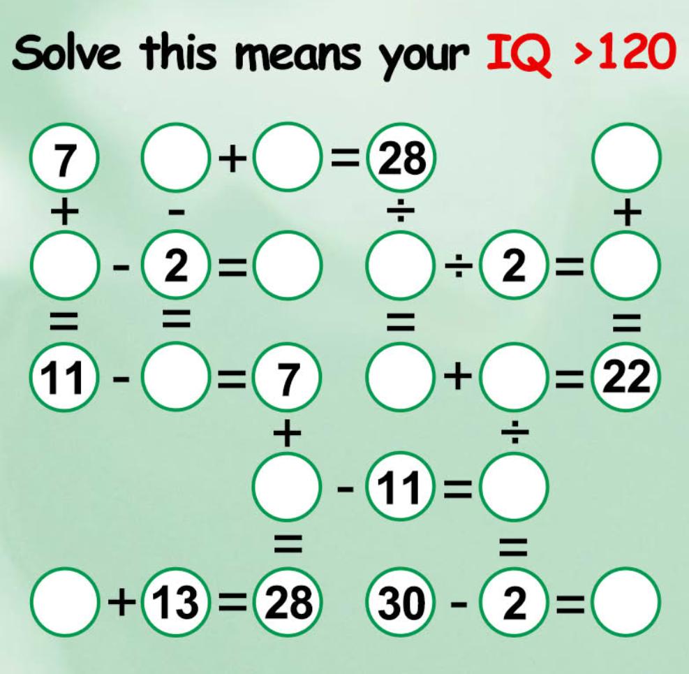 数字益智游戏。据说能完全解开的话，IQ超过120，你能解开吗？
