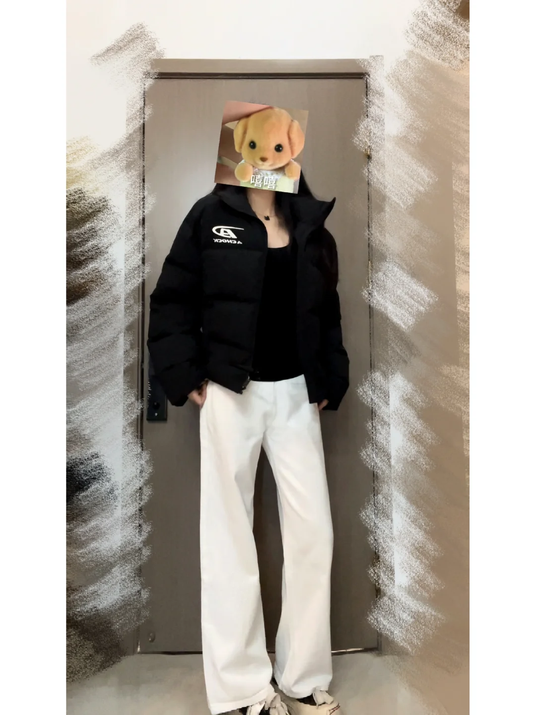 冬天很爱穿白色阔腿裤🤍