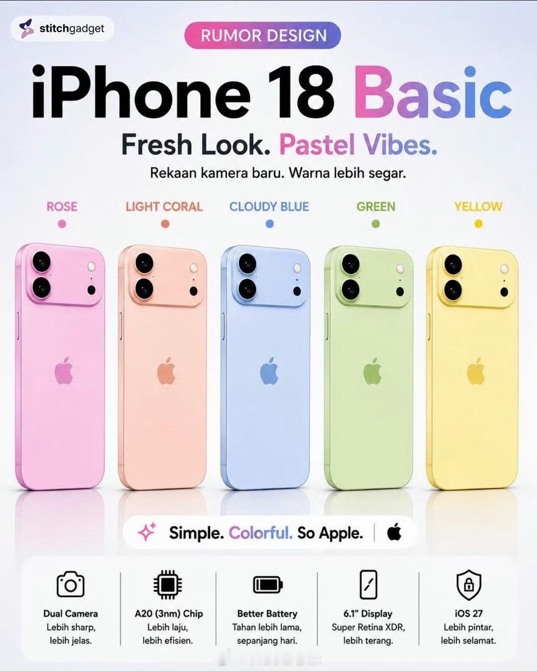 iPhone18标准版神似17ProPhone 18仅配备两颗摄像头，分别是主摄