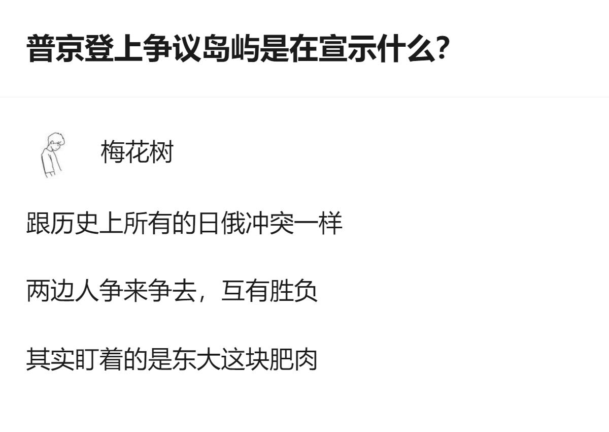 从现有信息看，这段内容围绕普京登上与日本有争议的岛屿展开，提到这一行为被认为是宣