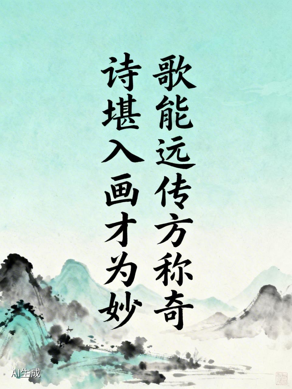 上联：诗堪入画才为妙；对下联歌能远传方称奇