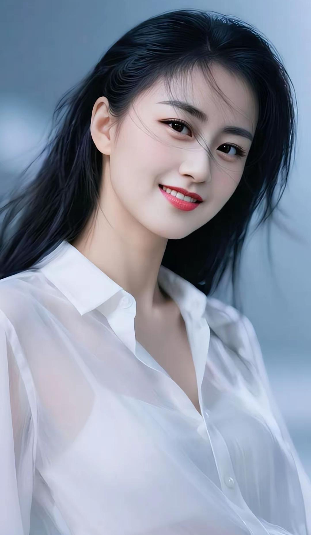 温柔甜美的少女，白色衬衫的清新，笑靥如花，元气满满！优雅美图分享 美女人像群