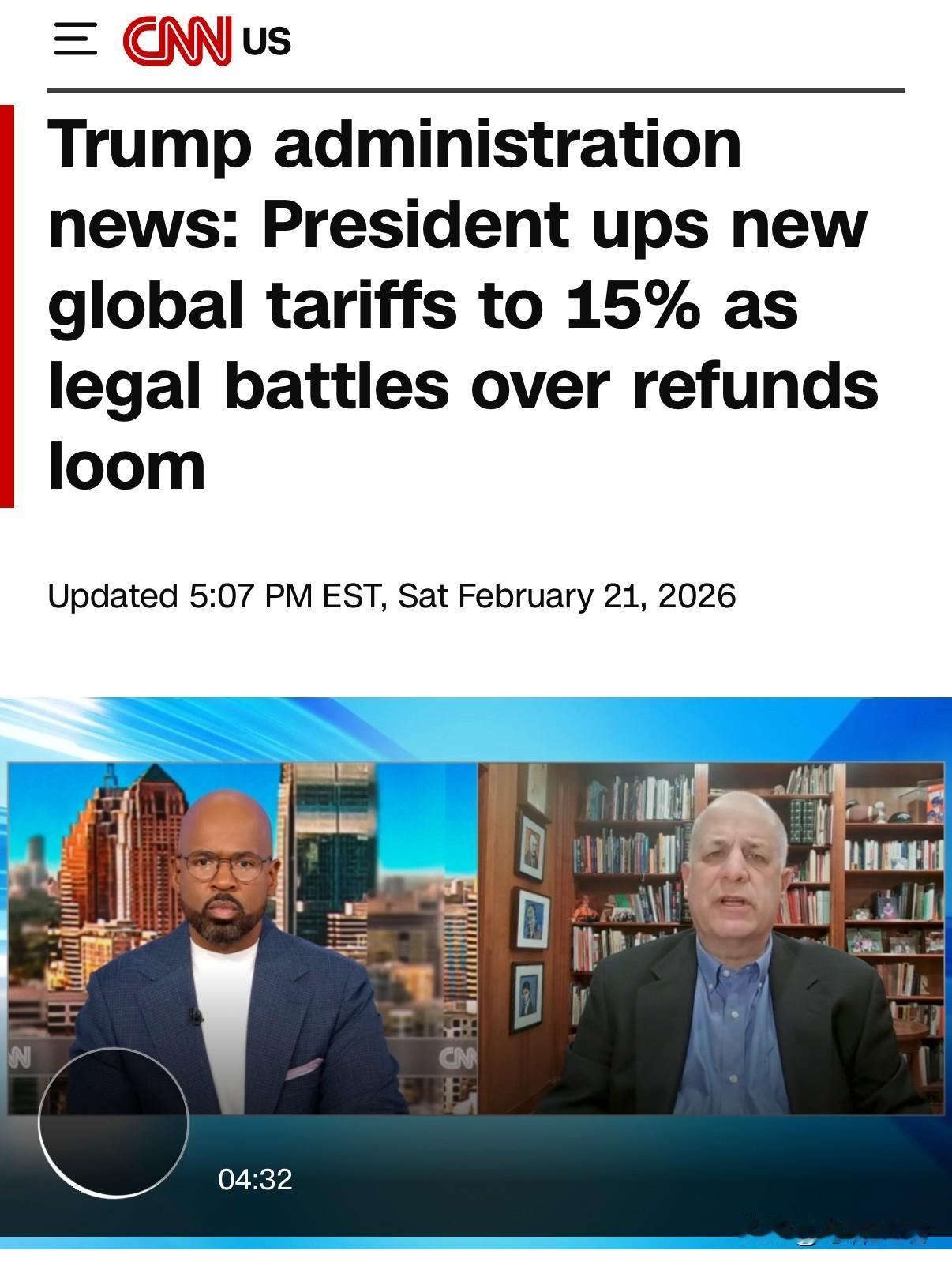 美法院裁决川普使用紧急权力的关税为非法，随之而来的退款法律斗争迫在眉睫，川普则针