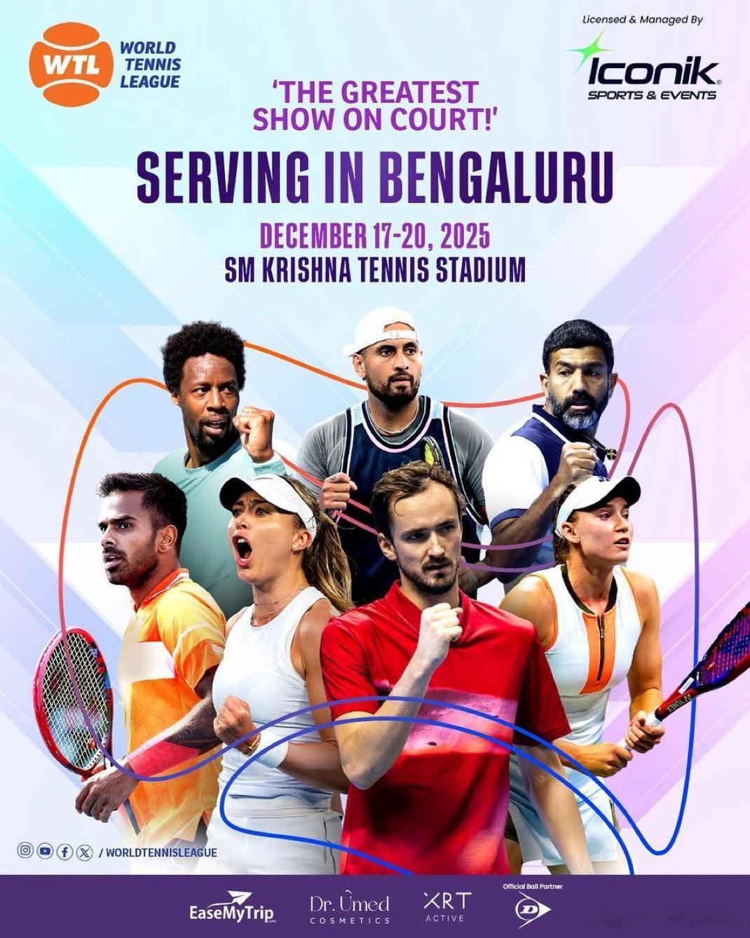 莱巴金娜12月17号将出战WTL表演赛又叫世界网球联赛今年将在印度而不是阿联酋进