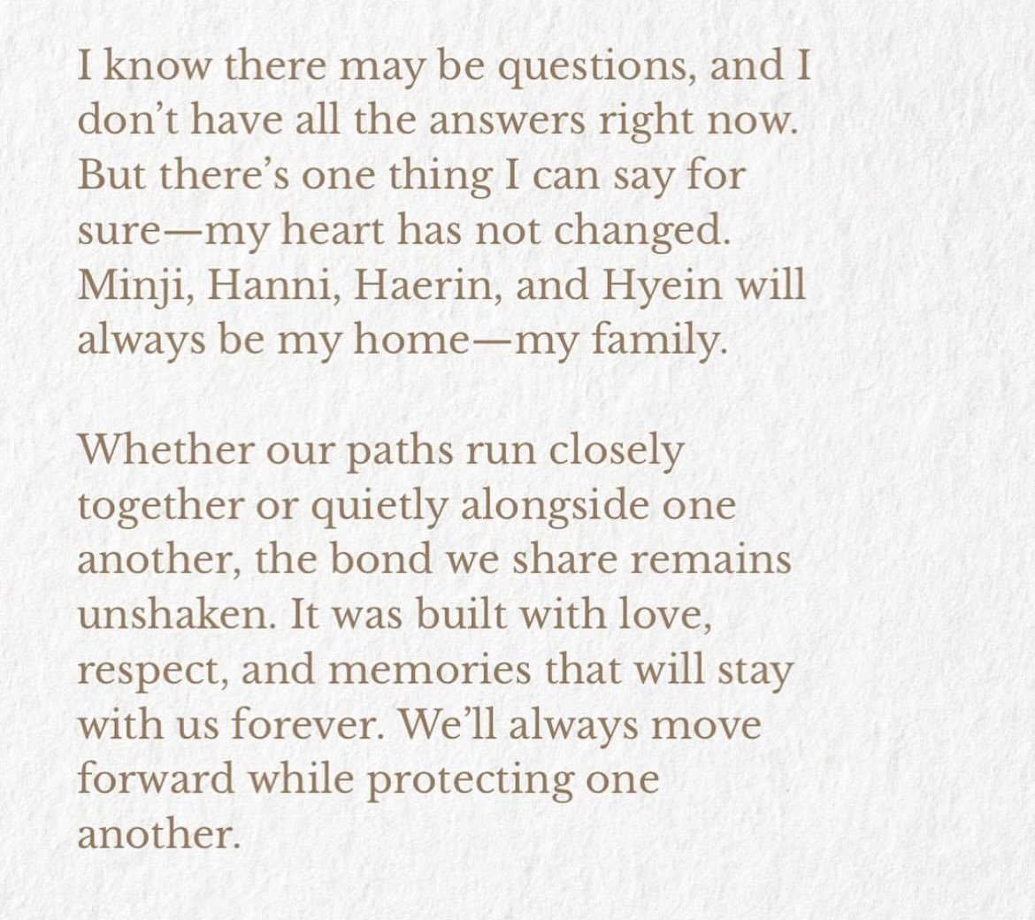 Danielle：minji、hanni、haerin和hyein永远是我的家—