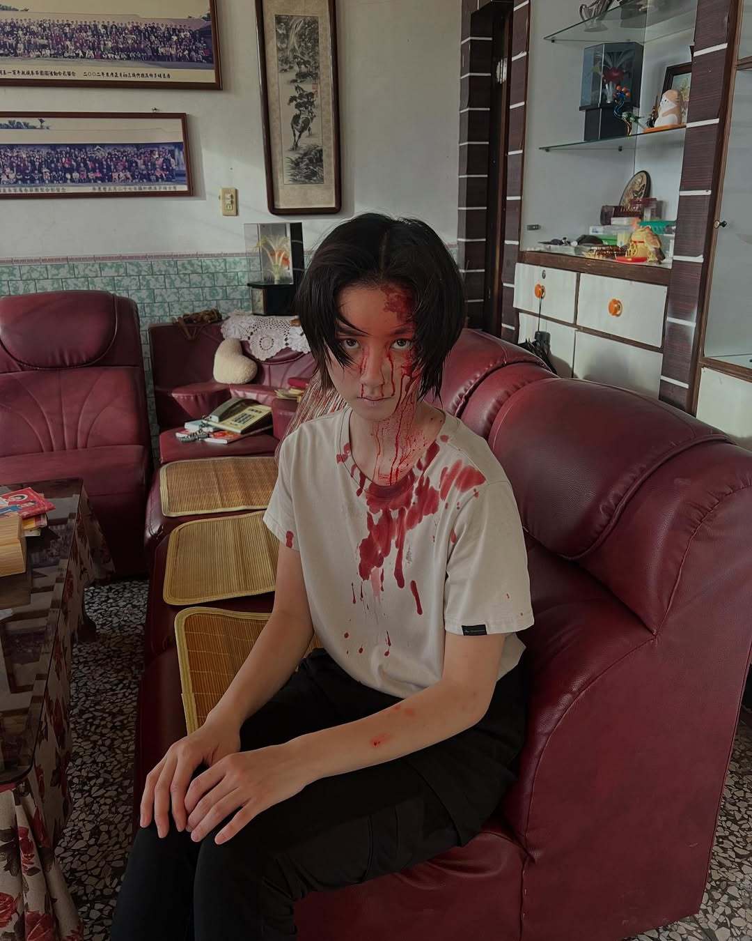 袁澧林分享拍戏花絮😦😱最近她出演的恐怖片《山忌 黄衣小飞侠》台湾上映当中，目