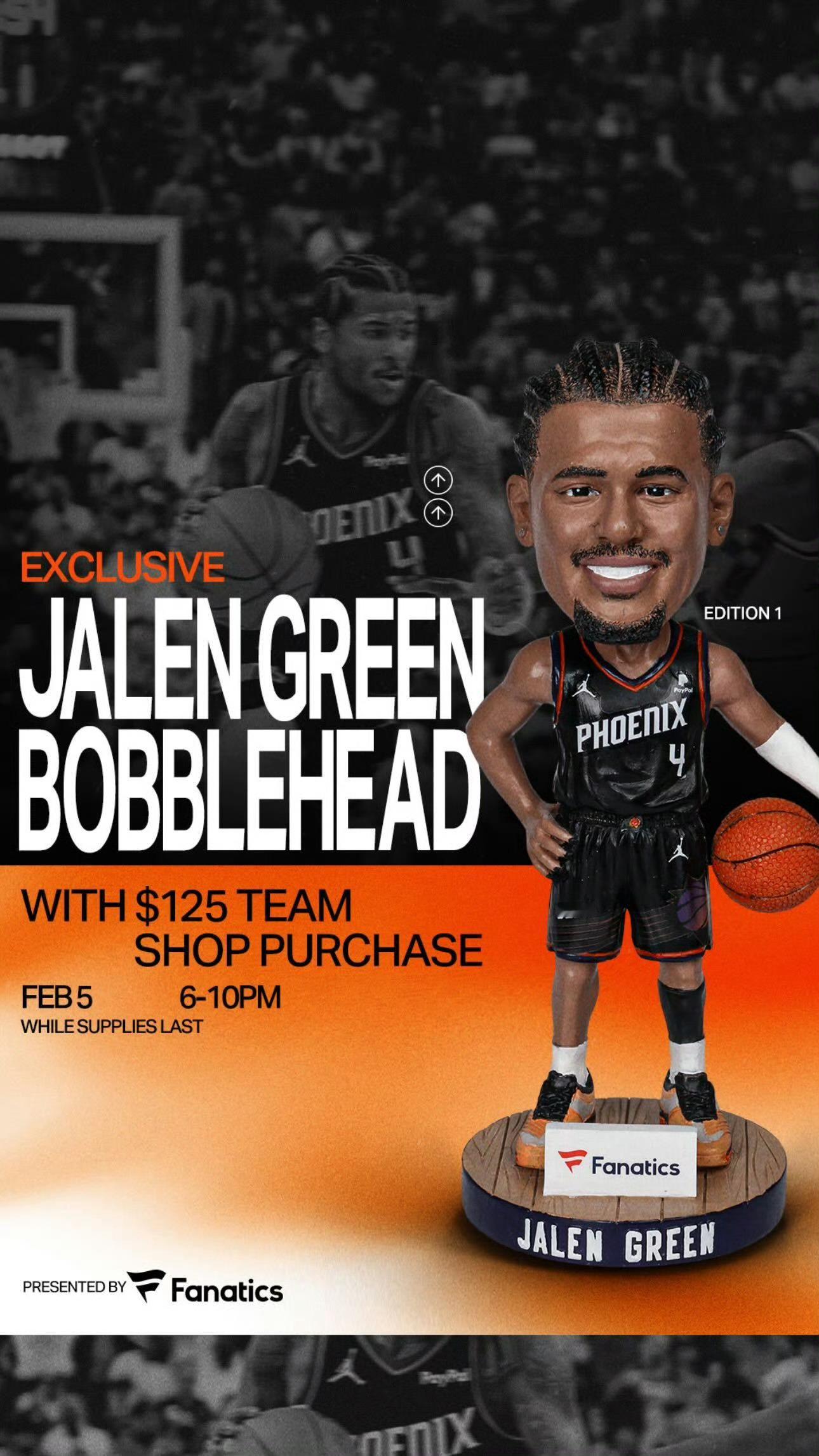 主场今天将派发5000个格林的摇头娃娃，不过杰伦-格林因右腿腘绳肌受伤管理和左髋