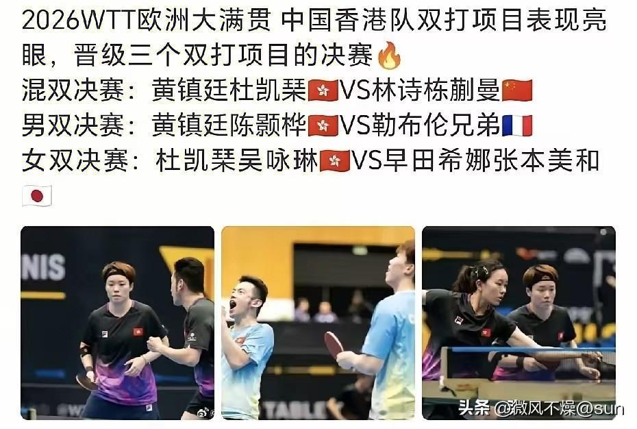 港队在男女单打方面虽然成绩不好，都是止步第一轮，但是双打却全面绽放！

这次瑞典