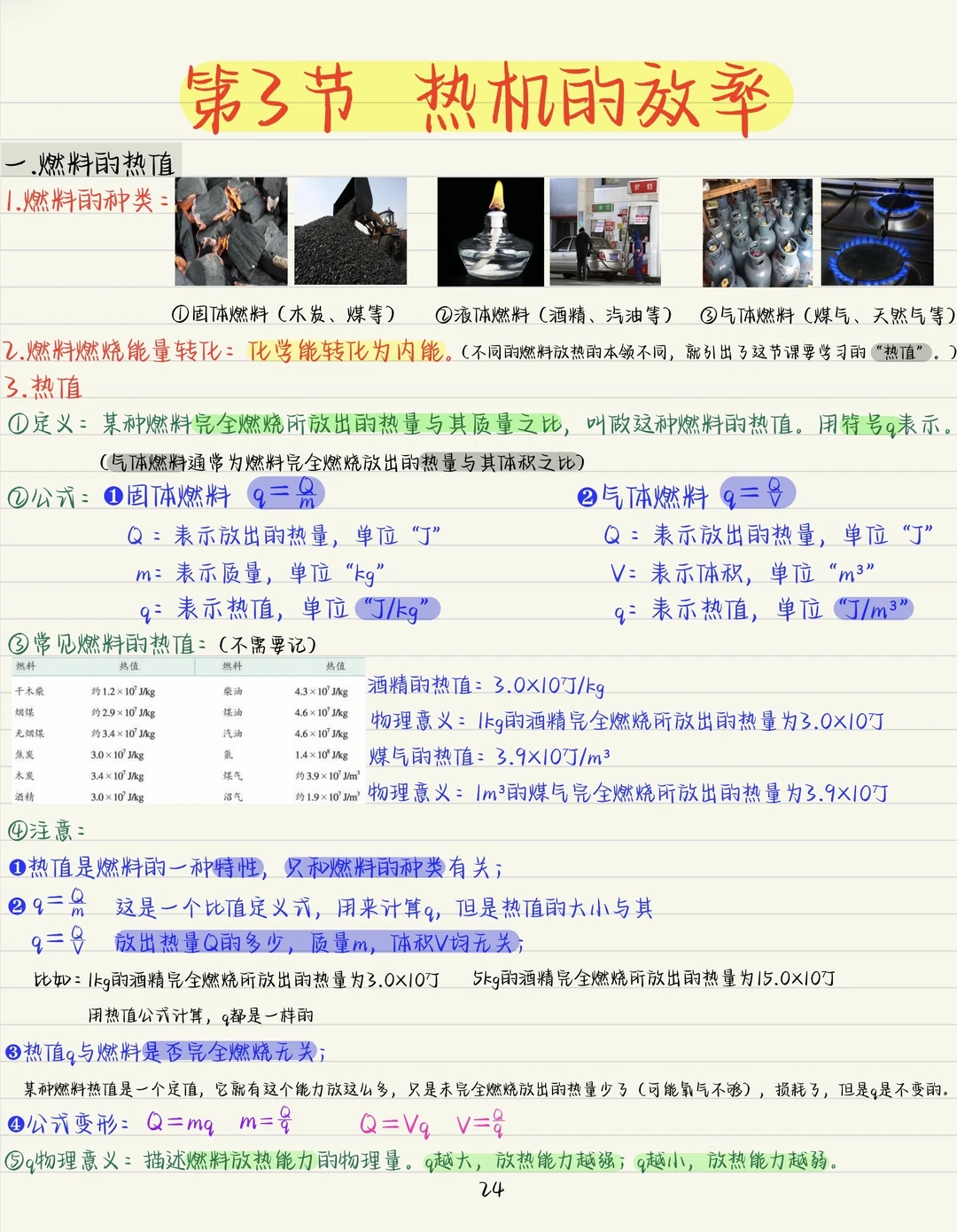新初三暑期预习九物《热机的效率》