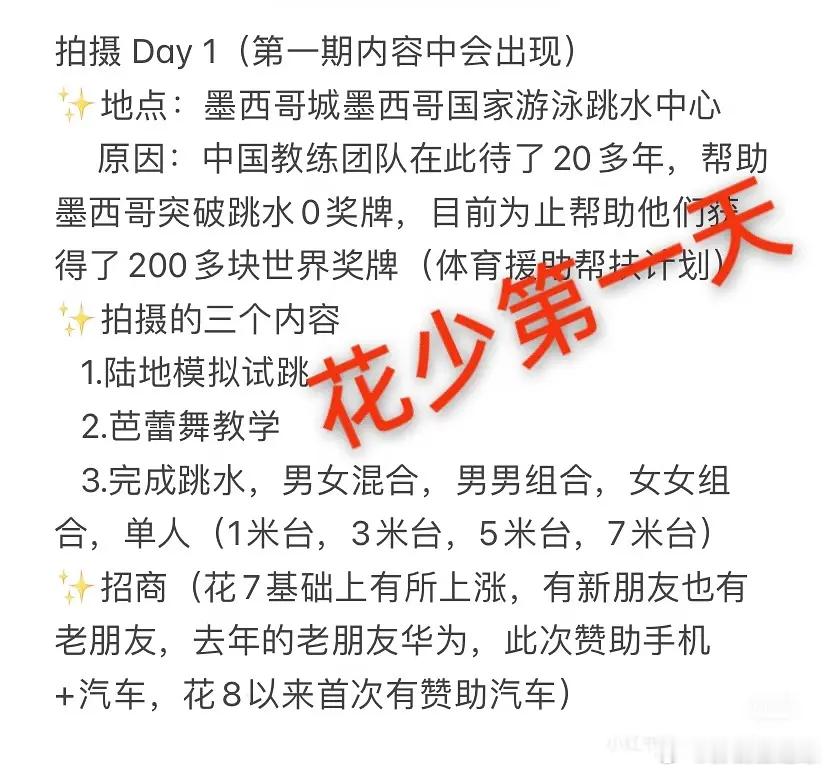 花少8第一天是去跳水，有网友说感觉有点无聊了你们觉得呢