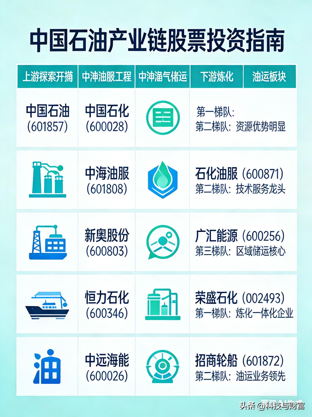 要赚钱找石油，美伊周末紧张，石油复制黄金涨势？别乱追！最全产业链龙头+3级梯队，