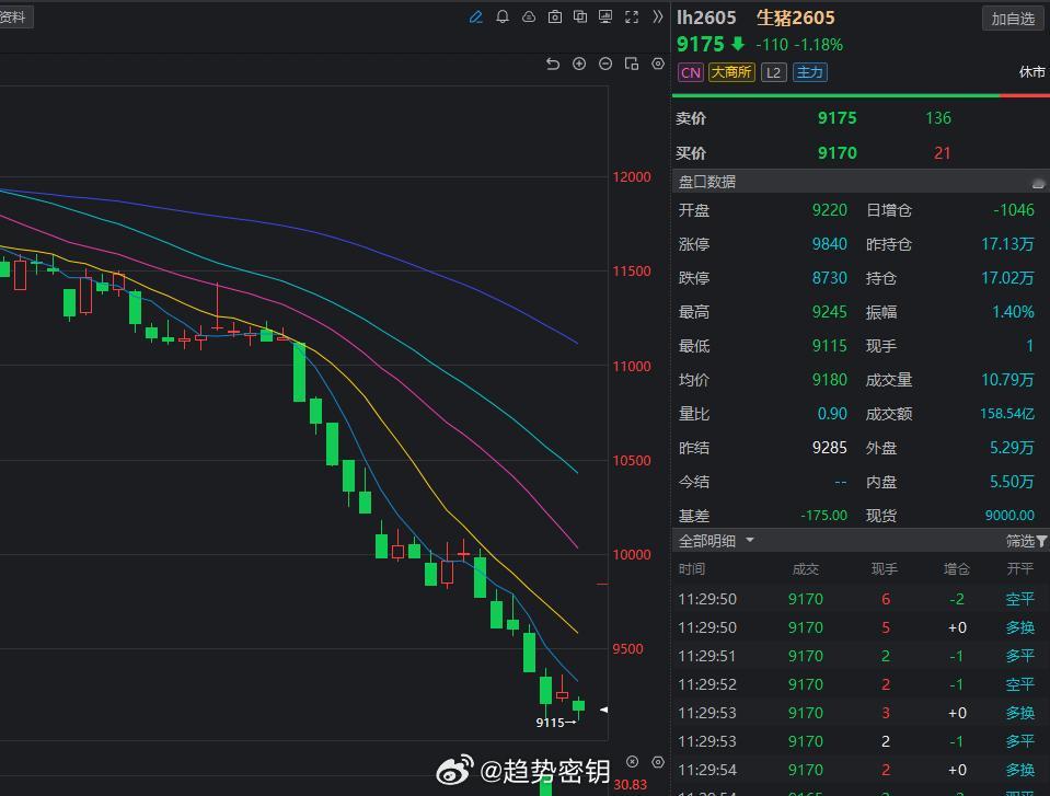 期市早盘开盘，国内期货主力合约多数下跌！生猪、锡、纯碱等热门品种解读！今日行情总