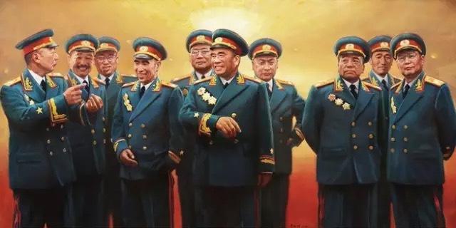 将帅立下功，
少时记心中。
为了共和国，
火海刀山冲。
功绩垂青史，
世代留美名