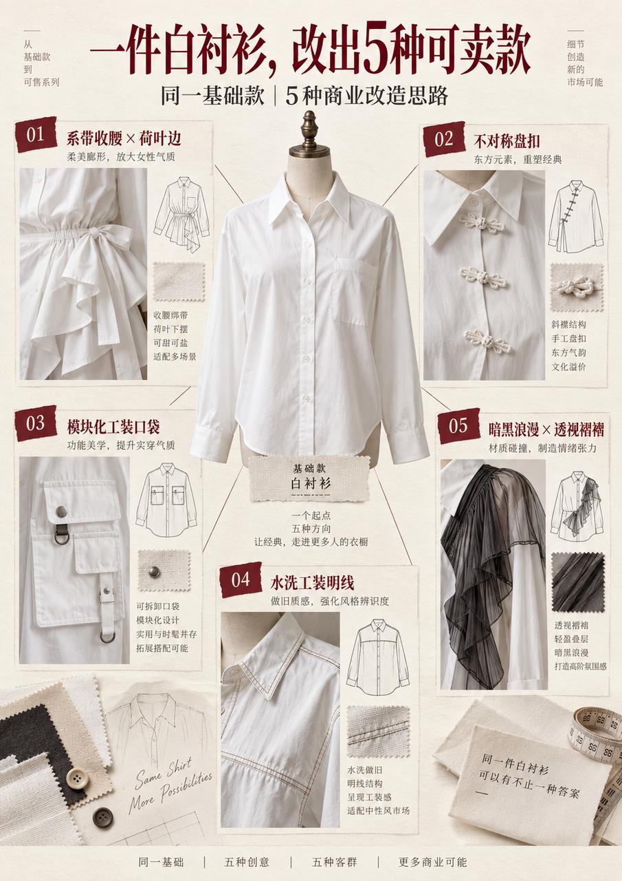 服装设计没灵感？这5组改款提示词直接抄

做服装设计最难的，有时不是不会画，而是