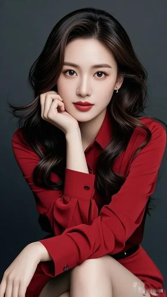 正红衬衫裙衬着冷灰背景，卷发造型揉出明艳又干练的氛围感❤️
玫粉色衬衣裙 气质衬