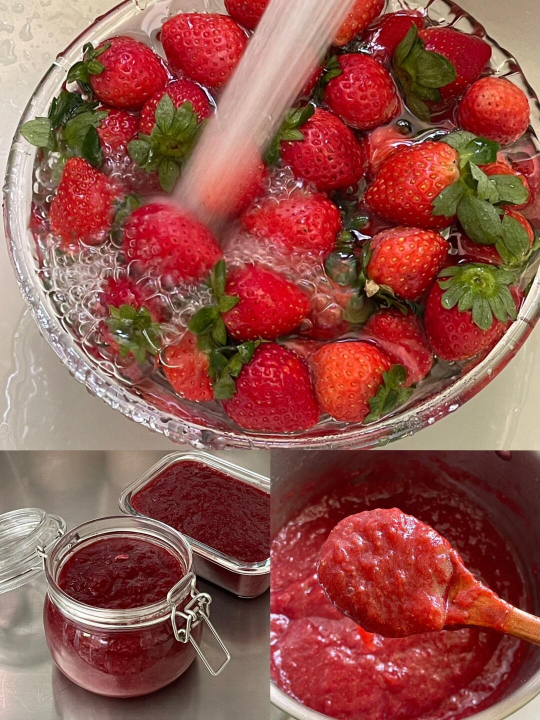 不放一滴水的草莓酱🍓做面包，做夹心附配方