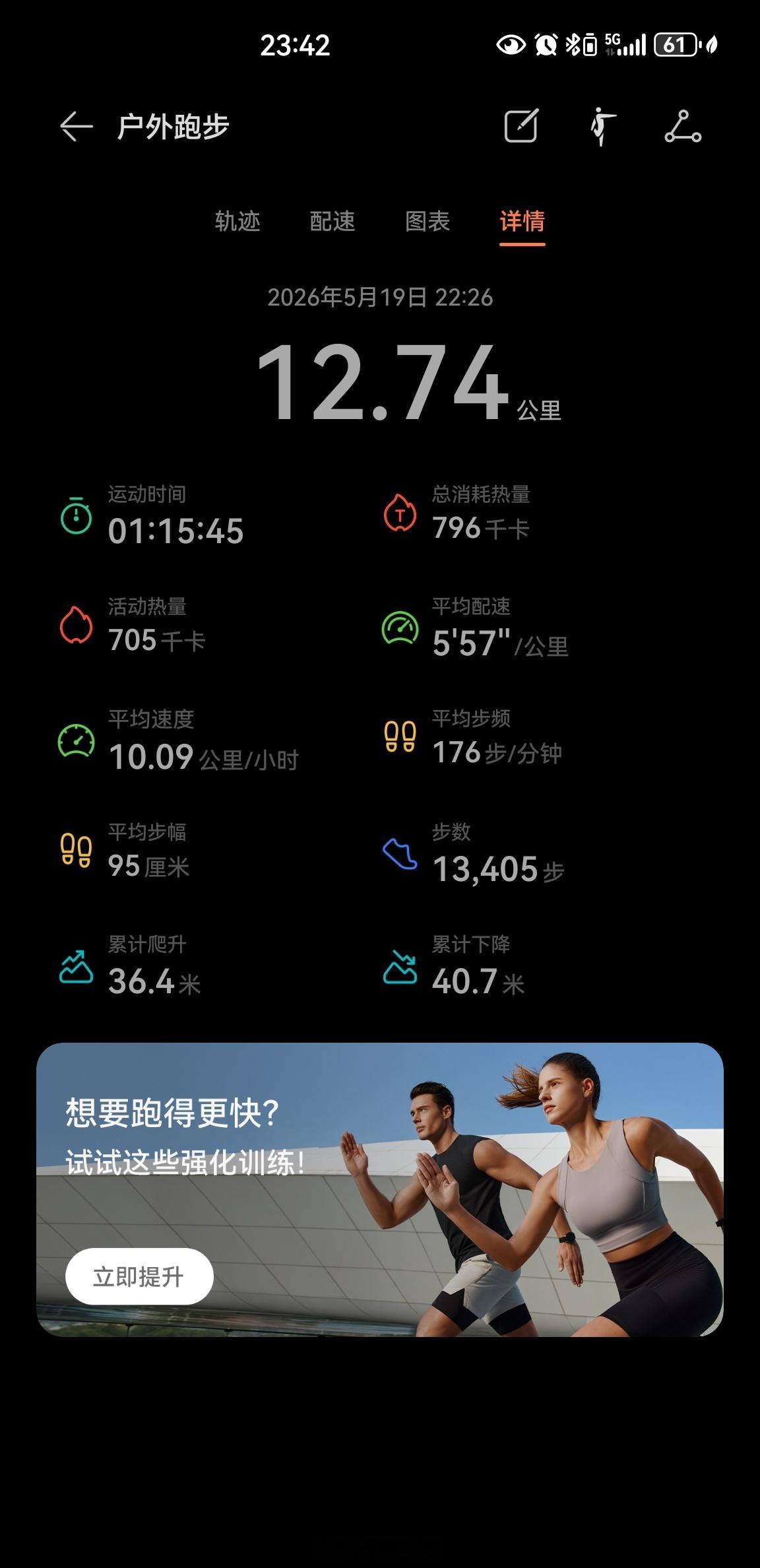 气温20度，夜跑12.74公里我每天不吃晚饭，只要天气允许，就夜跑至少12公里，