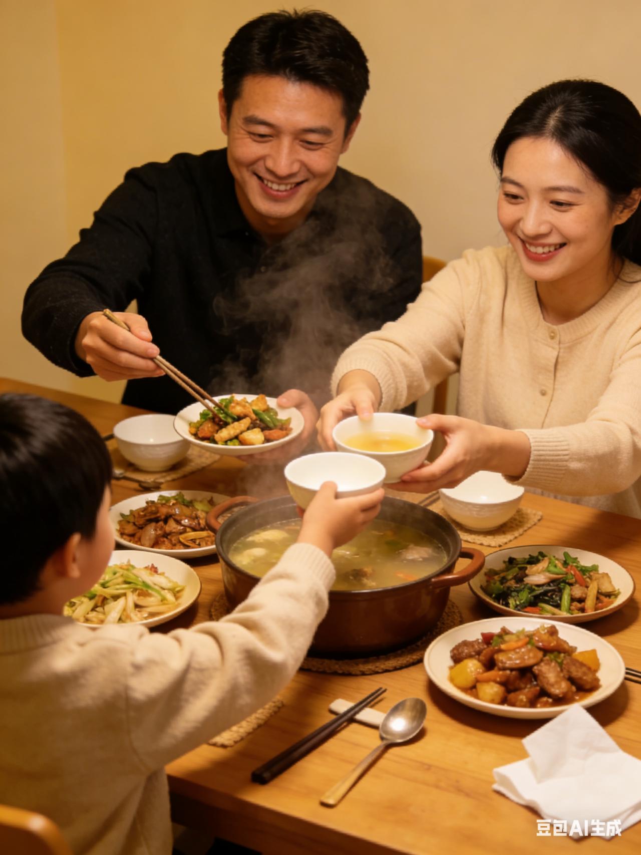 我现在突然就觉得特别幸福，真的。

一下班推开门，饭就已经摆上桌了，热气腾腾的。