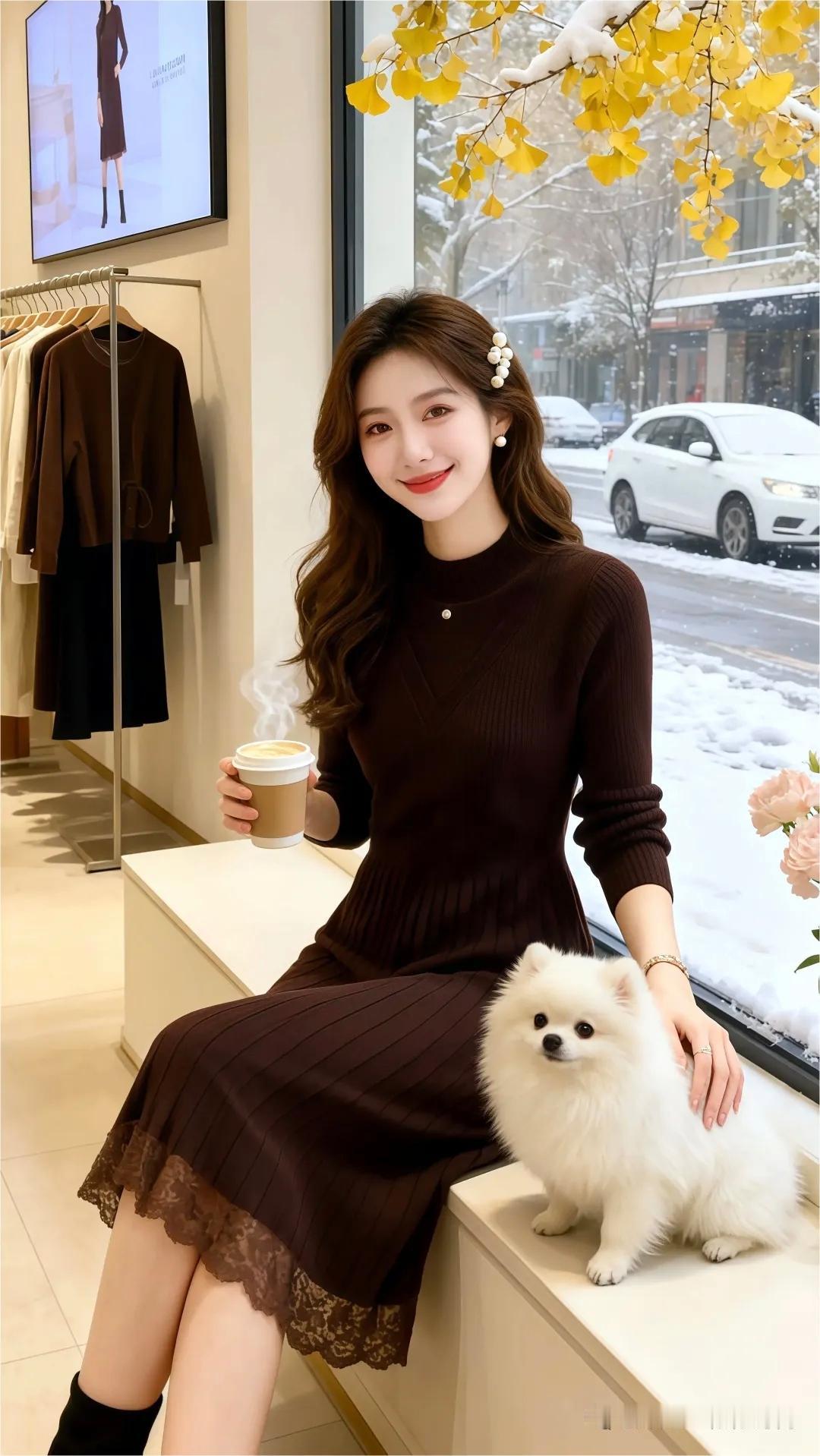 这美女这么有气质，狗狗也好乖