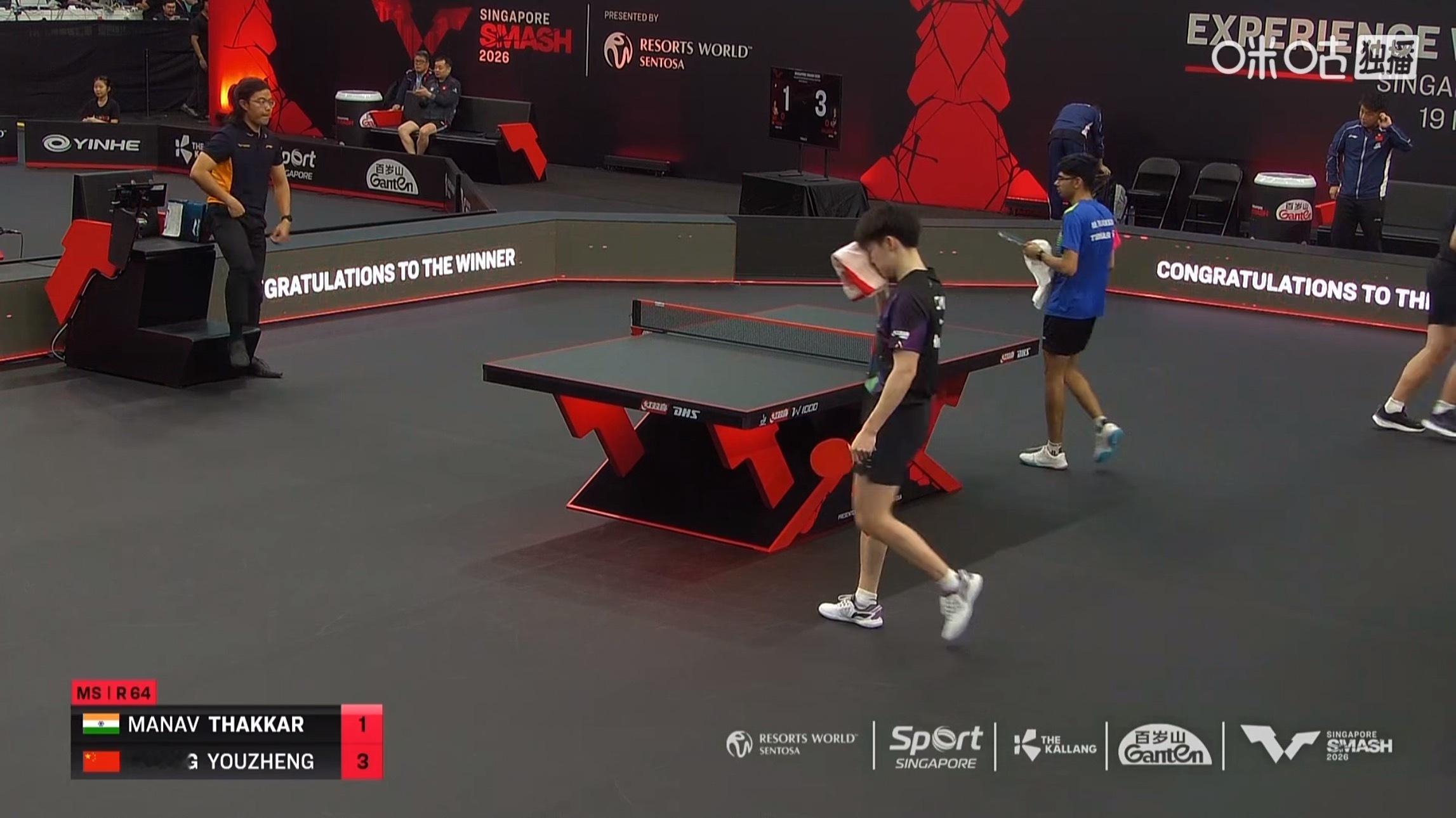 黄友政3比1塔卡(11-8，9-11，11-6，11-3)晋级WTT新加坡大满贯