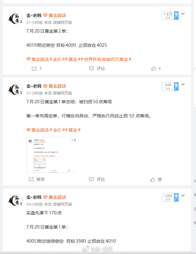 7月20日黄金交易总结：拿下90点盈点！昨日整体行情反复洗盘，多空切换极为频繁，