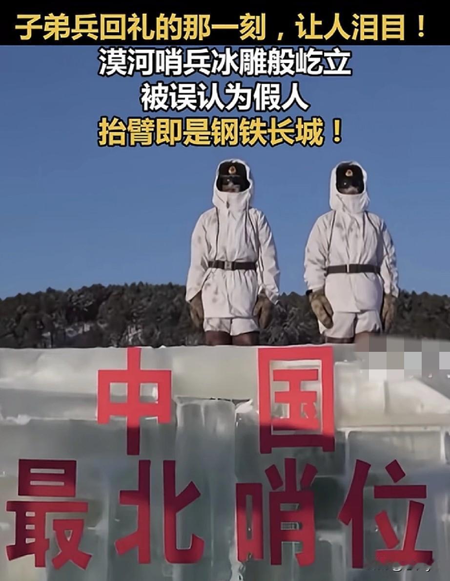 “中国最北哨位”漠河哨兵冰雕般屹立被误认为假人，回礼那一刻，让人泪目。

网上视